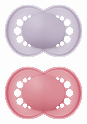 MAM Original Unprinted Πιπίλα Σιλικόνης 6-16 Μηνών Λιλά/Φούξια 2 Τεμάχια (178SB)